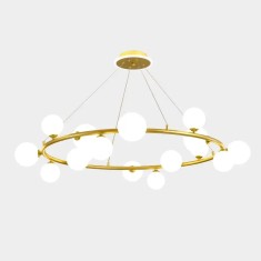 Candelabru modern, culoare corp auriu, 15 globuri albe, dulie G9, inaltime reglabila 1M