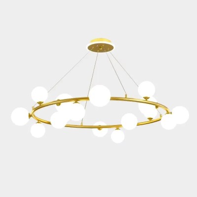 Candelabru modern, culoare corp auriu, 15 globuri albe, dulie G9, inaltime reglabila 1M foto