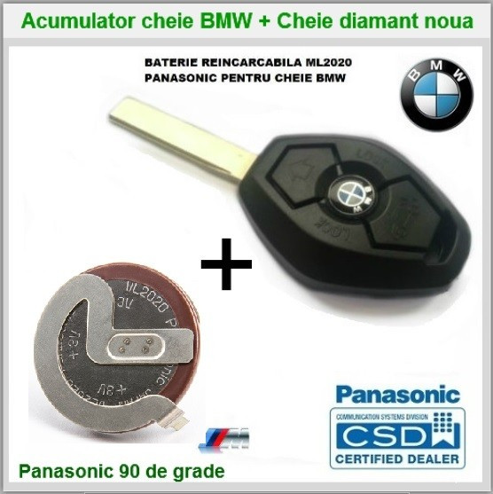 Baterie acumulator + Cheie diamant + emblema BMW E36/46 E38/39 E60/65/66 |  arhiva Okazii.ro