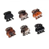 Set Clame Păr Femei, Model Textură Mată și Lucioasă, Negru și Maro, 1.5cm, 6 Bucăți