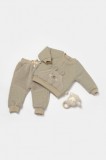 Set bluza cu buzunar si pantaloni Ursulet, Winter muselin, 100% bumbac dublat - Verde, BabyCosy (Marime: 18-24 Luni)