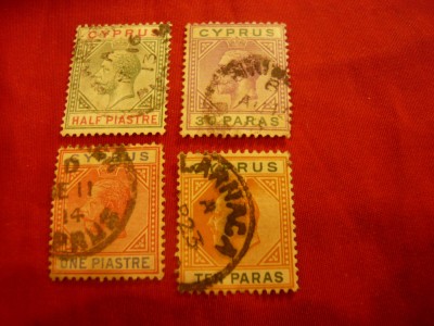4 Timbre Cipru 1903 Uzuale Rege George V, stampilate foto