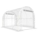 Outsunny Seră de Grădină Tip Tunel 2x3x2 m cu 2 Uși Rulabile, Seră pentru Legume, Flori și Fructe, cu 4 Bare Diagonale, Cadru din Oțel și Acoperiș PE,