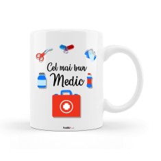 Cana alba personalizata &quot;Cel mai bun Medic&quot;, INOVATIX&reg;. 330ml