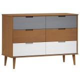 Cumpara ieftin Dulap cu sertare &bdquo;MOLDE&rdquo;, maro, 113x40x80 cm, lemn masiv de pin