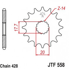 Pinion fata 13 dinti pas lant 428 - Derbi GPR 125 - Kawasaki Ninja 125 - Sachs 125 - Yamaha YZ 85 - DT - TDR - TZR 125 - XVS 125-250 Drag Star