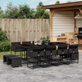 Gossi set mobilier de gradina cu perne, 13 piese, negru, poliratan