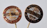 AUTO TRACTOR Bucuresti Romania - fabrica de camioane, tractoare, auto Lot x 2 variante de culoare - insigna din anii 1970 ( RSR)
