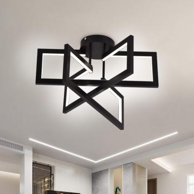 Lustra LED cu telecomanda 73W, 3 Elemente, lumina Rece/Calda/Neutra, Dimabila, Negru, LT750/3BK ModernLight Concept foto
