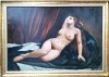 Luiza OPRIŞ-"Nud culcat", de mari dimensiuni, pictură veche (1962), Ulei, Realism