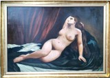 Luiza OPRIŞ-&quot;Nud culcat&quot;, de mari dimensiuni, pictură veche (1962), Ulei, Realism