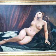 Luiza OPRIŞ-"Nud culcat", de mari dimensiuni, pictură veche (1962)