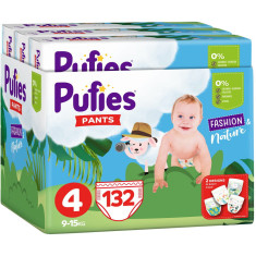 Scutece-chilotel Pufies Pants Fashion&amp;Nature Maxi, Marimea 4, 9-15 kg, 132 buc