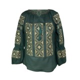 Cumpara ieftin Bluza Verde cu Motiv Geometric Auriu - BMG174V