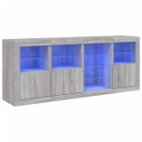 Servanta cu lumini LED, gri sonoma, 164x37x67 cm
