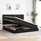 vidaXL Pat cu saltea și spațiu de depozitare Negru 200 x 200 cm 3372173