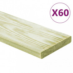 vidaXL Plăci de pardoseală 60 buc. 7,2 m² 1 m, lemn masiv pin tratat