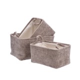 Cumpara ieftin Set 3 cosuri depozitare textil maro 30,5 x 21 x 17 cm, 33,5 x 24 x 18 cm, 36,5 x 26,5 x 20 cm