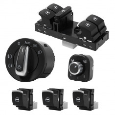 Set Bloc Lumini + Buton Reglaj Oglinzi + Bloc Comenzi Geamuri + 3 Buc Buton Geam Pasager Compatibil Volkswagen Amarok (2H, S1B) 2010→ 5ND 941 431B + 5