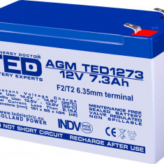 Acumulator AGM VRLA 12V 7.3Ah plumb acid 151x65x95 mm F2 terminal TED Battery Expert Holland