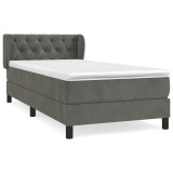 Cumpara ieftin Pat box spring cu saltea, gri inchis, 80x200 cm, catifea