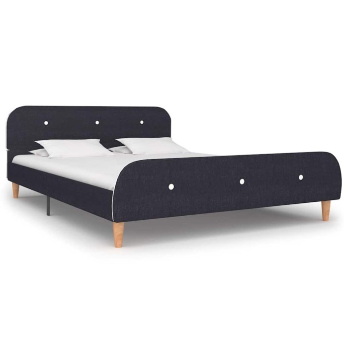 vidaXL Cadru pat fără saltea țesătură gri &icirc;nchis 135x190 cm 281098