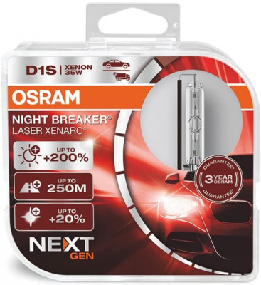 Set 2 becuri Xenon D1S Osram Xenarc Night Breaker Laser NextGen +200% foto