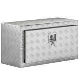 HOMCOM Cutie de Unelte din Aluminiu cu &Icirc;ncuietoare și 2 Chei, Cutie de Depozitare 96L, Rezistentă și Impermeabilă, pentru Pick-Up, Camper, Remorci, 76