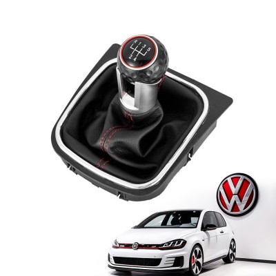 Nuca + Manson din piele ecologica model GTI GTD R32 R20, pentru VW Golf, Scirocco, Jetta, Eos - 5 viteze foto