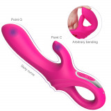 Vibrator Rabbit Melody, 9 Moduri Vibratii, Silicon, USB, Roz, 21.4 cm, Mokko Toys