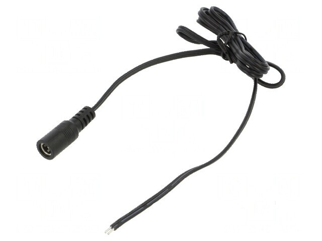 Cablu 2x0,5mm2 DC 5,5/2,1 soclu drept negru/gri 1m