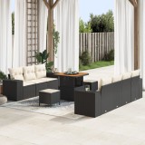 VidaXL Set Canapea Grădină cu 10 Piese Perne Negru Ratan Polimer Acacia