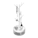 Cutie de bijuterii, flippy, rotativa, cu suport tip ramura, 36.5 x 14 cm, din abs+pp, alb