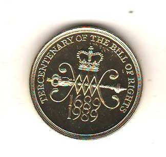 SV * Marea Britania 2 LIRE / UK TWO POUNDS 1989 * LEGEA DREPTURILOR 300 ANI 1689 foto