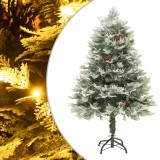 VidaXL Brad de Crăciun pre-iluminat conuri de pin verde 150 cm PVC&amp;PE