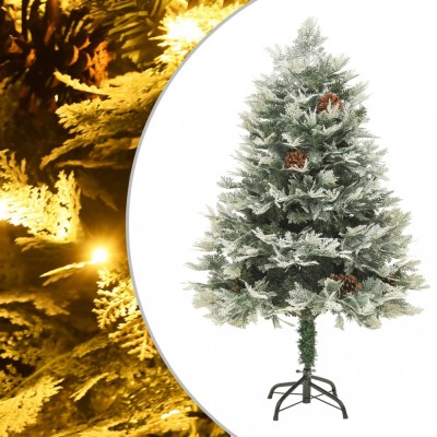 vidaXL Brad de Crăciun pre-iluminat conuri de pin verde 150 cm PVC&amp;amp;PE foto