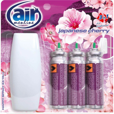 Odorizant Spray AIR Japanese Cherry, cu 3 Rezerve, 3x15 ml, Odorizante Camera cu Rezerve, Odorizante Camera cu Rezerve, Odorizant Pulverizator de Came foto