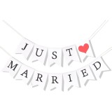 Banner decorativ, flippy, model just married, tematica nunta, alb-negru