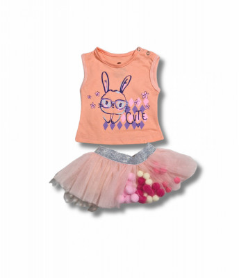 Compleu Maiou si Fustita tulle somon iepurasul Cute 6-24 luni foto