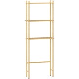 HOMCOM Unitate de Depozitare Deasupra Toaletei din Bambus cu 3 Rafturi, 63,5x25,5x181 cm, Lemn Natural | Aosom Romania