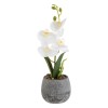 Ghiveci Decorativ Ceramic, Model Orhidee Artificială, Culoare Gri-Alb, Dimensiuni 10x30cm, Oem