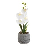 Ghiveci Decorativ Ceramic, Model Orhidee Artificială, Culoare Gri-Alb, Dimensiuni 10x30cm, Oem