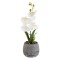 Ghiveci Decorativ Ceramic, Model Orhidee Artificială, Culoare Gri-Alb, Dimensiuni 10x30cm