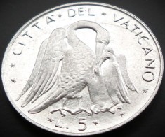 Moneda 5 LIRE - VATICAN, anul 1976 * cod 629 = UNC