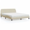 VidaXL Pat cu saltea, Dover, crem, 160x200 cm, material textil 3208429