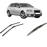 Cumpara ieftin Set 3 stergatoare AUDI A6 Allroad C6 (4FH) din 2006-2011, pentru parbriz si luneta fata si spate auto, Bosch Twin-Aerotwin, din cauciuc siliconat rezi
