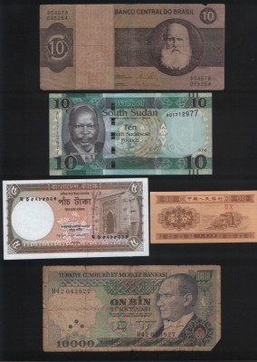 Set 5 bancnote de prin lume adunate (cele din imagini) #142 foto