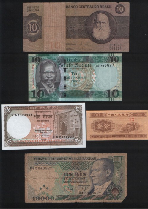 Set 5 bancnote de prin lume adunate (cele din imagini) #142