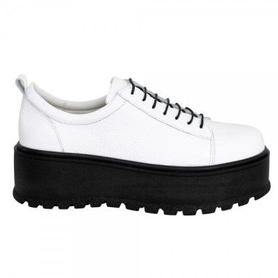 Platforme dama casual din piele naturala Alb Box - Confort si stil, un plus stabil de inaltime foto