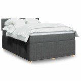 vidaXL Pat box spring cu saltea, gri &icirc;nchis, 140x190 cm, textil